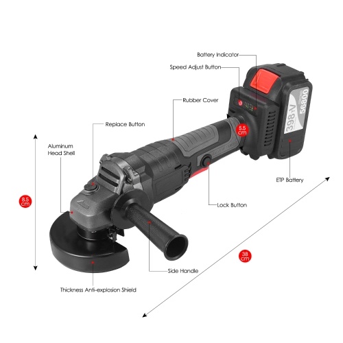 18V Brushless Angle Grinder Tool 100mm Variable Speed 4.0Ah Lithium-Ion Electric Cordless Grinding Machine Metal Cutter with Side Handle One Battery US Plug
18V Brushless Angle Grinder Tool 100mm Variable Speed 4.0Ah Lithium-Ion Electric Cordless Grinding Machine Metal Cutter with Side Handle One Battery US Plug