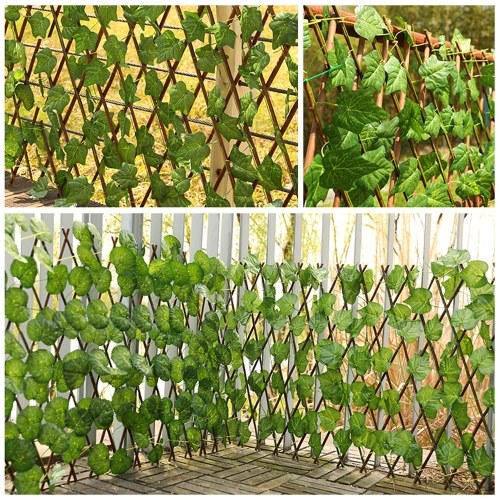 

Expandable Courtyard Fence Home Retractable Artificial Garden Fence Gardening Decorative Tools Home Yard Balcony Fence (small sweet potato leaves)