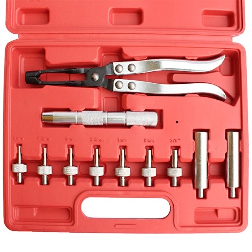 

11-Piece Valve Seal Install and Remove Tool Kit Valve Seal Remover and Installer Kit with Pliers Handle Sockets Adapters Carrying Case(Carrying Case Color: Random)