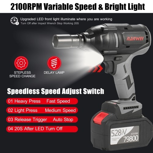 Cordless Impact Wrench 600Nm High Torque Brushless Motor 1/2 Inch Quick Chuck Fast Charger Variable Speed Power Impact Kit Easily Remove Lug Nuts Bolts with 2x6.0Ah Battery 18 Attachments for Automotive Repair
Cordless Impact Wrench 600Nm High Torque Brushless Motor 1/2 Inch Quick Chuck Fast Charger Variable Speed Power Impact Kit Easily Remove Lug Nuts Bolts with 2x6.0Ah Battery 18 Attachments for Automotive Repair
