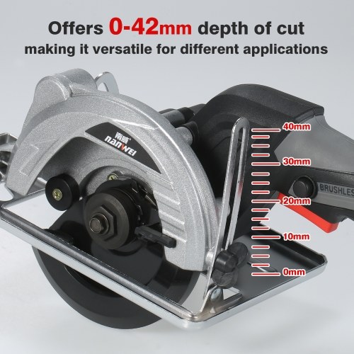 5-Inch Electric Cordless Circular Saw Brushless Hand-Held Circular Saw Machine Power Tools Rechargeable Battery 0°- 45°Bevel Angle Adjustable Cutting Depth for Laminate Wood Worktops
5-Inch Electric Cordless Circular Saw Brushless Hand-Held Circular Saw Machine Power Tools Rechargeable Battery 0°- 45°Bevel Angle Adjustable Cutting Depth for Laminate Wood Worktops