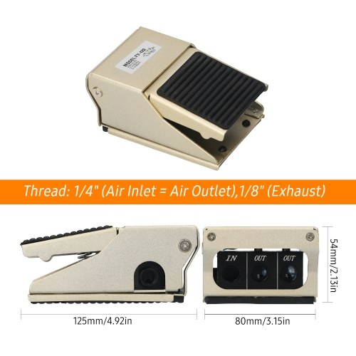 Pneumatic Foot Pedal Valve 1/4-inch Air Inlet & Outlet 1/8-inch Exhaust 4 Way 2 Position Pneumatic Air Flow Control Foot Press Valve Direct Drive Type
Pneumatic Foot Pedal Valve 1/4-inch Air Inlet & Outlet 1/8-inch Exhaust 4 Way 2 Position Pneumatic Air Flow Control Foot Press Valve Direct Drive Type