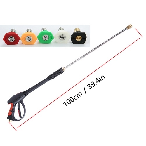 

High Pressure Washer Gun with Extension Rod 5 Different Nozzles 9m Hose 4000 PSI Portable Handheld Car Washer M22 Water Inlet 1/4-inch Nozzle Connection Washing Sprayer for Floor Fence Patio Garden Pet Shower