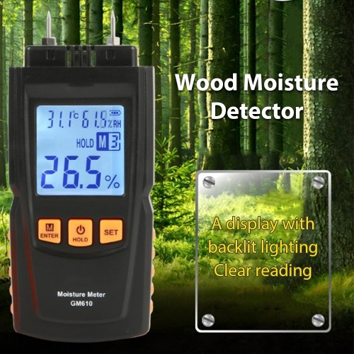 

Wood Moisture Tester GM610 Needle Type Wood Hygrometer Log Wood Floor Moisture Content Detector can Measure The Ambient Temperature and Humidity