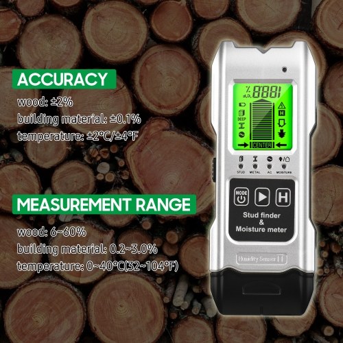 Multifunctional Wall Stud Finder & Moisture Meter 2.3-inch LCD Digital Stud Detector Studs/Wood/Metal/AC Wires Detecting
Multifunctional Wall Stud Finder & Moisture Meter 2.3-inch LCD Digital Stud Detector Studs/Wood/Metal/AC Wires Detecting
