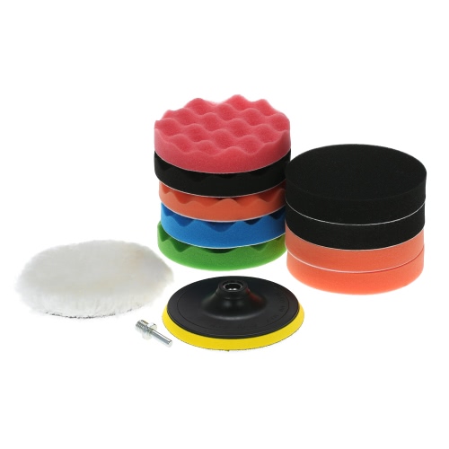 11PCS Brand New 3" 80mm/4" 100mm/5" 125mm/6" 150mm/7" 180mm Car Polishing Pads Waxing Buffing Pad Sponge Kit Set for Car Polisher Buffer Waxer Sander Polishing Waxing Sealing Glaze Including 9 Polishing Pads + 1 Woolen Buffer + 1 Adhesive Backer Pad with
11PCS Brand New 3" 80mm/4" 100mm/5" 125mm/6" 150mm/7" 180mm Car Polishing Pads Waxing Buffing Pad Sponge Kit Set for Car Polisher Buffer Waxer Sander Polishing Waxing Sealing Glaze Including 9 Polishing Pads + 1 Woolen Buffer + 1 Adhesive Backer Pad with