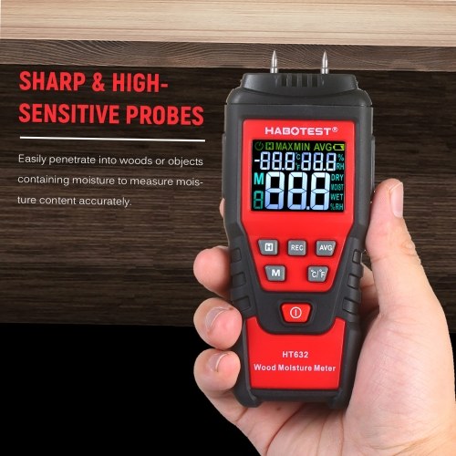 HABOTEST Wood Moisture Meter 0-99,9% Цифровой ареометр для дерева с 2-контактным зондом Тестер влажности древесины
HABOTEST Wood Moisture Meter 0-99,9% Цифровой ареометр для дерева с 2-контактным зондом Тестер влажности древесины
