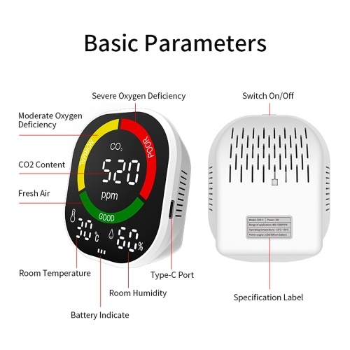 

Многофункциональное устройство для контроля температуры и влажности CO2 3в1 с цифровым дисплеем Детектор качества воздуха в домашних условиях с регулировкой яркости и функцией сигнализации о превышении предела