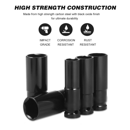 1/2Inch Drive Hex Impact Socket Set 15-Piece Deep Socket Metric Sizes 8-32mm Carbon Steel with Storage Box
1/2Inch Drive Hex Impact Socket Set 15-Piece Deep Socket Metric Sizes 8-32mm Carbon Steel with Storage Box