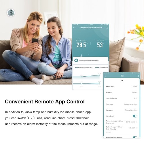Wireless Thermometer Hygrometer Wifi Smart Humidity Temperature Sensor with Alert LCD Display Remote App Monitoring for Room Office Greenhouse
Wireless Thermometer Hygrometer Wifi Smart Humidity Temperature Sensor with Alert LCD Display Remote App Monitoring for Room Office Greenhouse