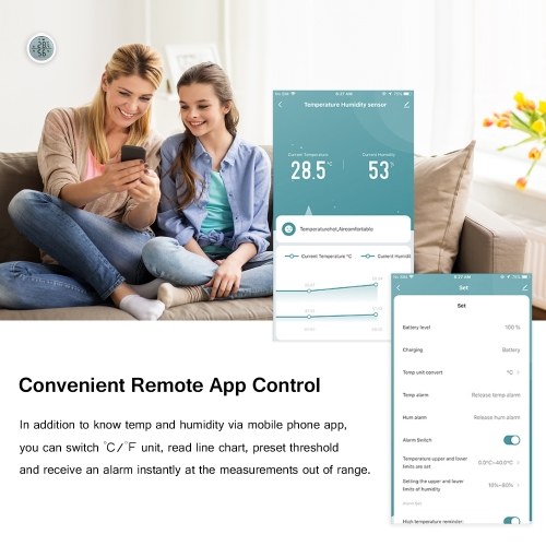 

Wireless Thermometer Hygrometer Wifi Smart Humidity Temperature Sensor with Alert LCD Display Remote App Monitoring for Room Office Greenhouse