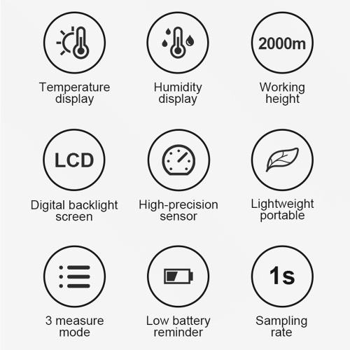 

Handheld Digital LCD Display Temperature and Humidity Monitoring Meter Multifunctional Hygrothermograph ℃ and ℉ Switchable