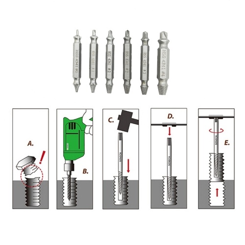 6 pcs Drill Bit Set Broken Head Screw Removal Tool Bolt Screw Extractor Breaker Screw Remover Stripping Tool
6 pcs Drill Bit Set Broken Head Screw Removal Tool Bolt Screw Extractor Breaker Screw Remover Stripping Tool