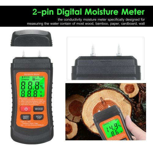 Wood Moisture Meter LCD Digital Damp Moisture Tester with Green Backlight Pin Type Water Leak & Moisture Detector with Wood & Paper & Wall 3 Modes Data Hold ℃/℉ Temperature Meter for Wood Wall Firewood Cardboard Building
Wood Moisture Meter LCD Digital Damp Moisture Tester with Green Backlight Pin Type Water Leak & Moisture Detector with Wood & Paper & Wall 3 Modes Data Hold ℃/℉ Temperature Meter for Wood Wall Firewood Cardboard Building