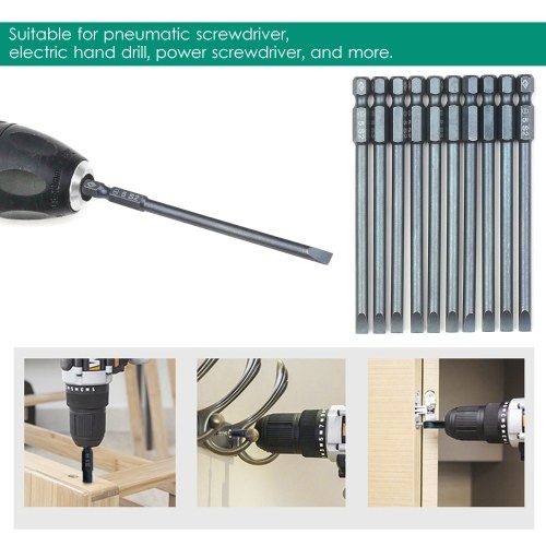 10-Piece Slotted Screwdriver Bit Set 1/4-inch Hex Shank S2 Steel Magnetic Screw Driver Bit Set for Power Screwdriver Electric Hand Drill
10-Piece Slotted Screwdriver Bit Set 1/4-inch Hex Shank S2 Steel Magnetic Screw Driver Bit Set for Power Screwdriver Electric Hand Drill