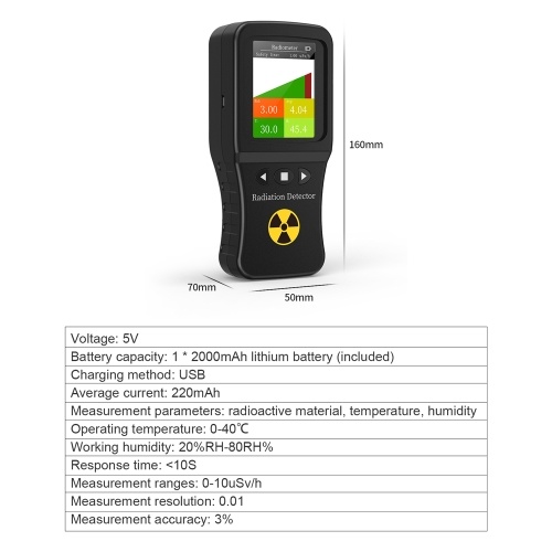 Multifunctional Nuclear Radiation Detector X β γ Rays Real Time Monitoring Machine 2.8inch Color Display with Sound Alarms Function
Multifunctional Nuclear Radiation Detector X β γ Rays Real Time Monitoring Machine 2.8inch Color Display with Sound Alarms Function
