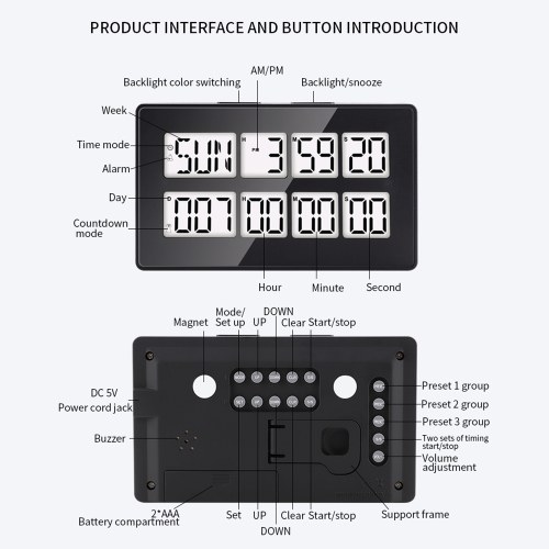 Dual Channel Timer Digital Kitchen Timer 2 Channels Count Up & Down Incubation Timepiece Alarm Clock with Snooze Large Display Magnetic Back for Egg Hatching Learning Baking Brewing
Dual Channel Timer Digital Kitchen Timer 2 Channels Count Up & Down Incubation Timepiece Alarm Clock with Snooze Large Display Magnetic Back for Egg Hatching Learning Baking Brewing