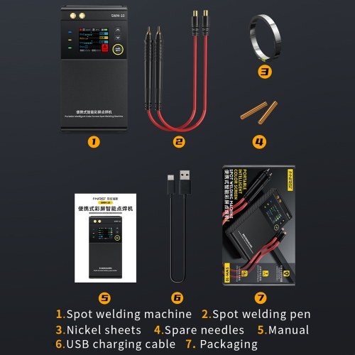 Multifunctional Lithium Battery Spots Welding Machine with USB 2.1A Cellphone Chargepal Function for Welding 0.1-0.25mm Nickel Iron Steel Sheet and 0.3mm Aluminum Sheet 
Multifunctional Lithium Battery Spots Welding Machine with USB 2.1A Cellphone Chargepal Function for Welding 0.1-0.25mm Nickel Iron Steel Sheet and 0.3mm Aluminum Sheet