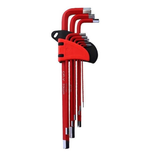 

KKmoon Long Arm Allen Wrench Set 9 Different Sizes Universal Wrenches L-Key Chrome Vanadium Steel Metric Hex Key Kit (Red)