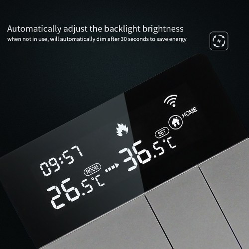 i8HGB Tuya WiFi Intelligent Temperature Controller Thermostat Backlight Brightness Automatic Adjustment Home Away Mode Mobilephone APP Remotes Control Compatible with Alexa Google Home Voice Control
i8HGB Tuya WiFi Intelligent Temperature Controller Thermostat Backlight Brightness Automatic Adjustment Home Away Mode Mobilephone APP Remotes Control Compatible with Alexa Google Home Voice Control