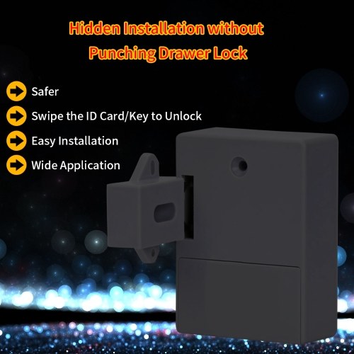 

Smart Sensor Cabinet Lock Adhesive Hidden Drawer Lock Shoe Cabinet Wardrobe Bathroom Inductive Digital Lock for Single-opening Door Black T3