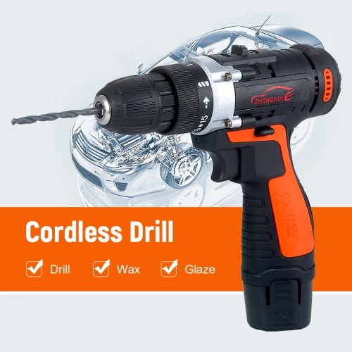 12V Cordless Drill / Driver Kit 1400rpm Variable Speed Polisher Car Buffer Waxer Set Power Screwdriver with Light Rechargeable with 5 Bits
12V Cordless Drill / Driver Kit 1400rpm Variable Speed Polisher Car Buffer Waxer Set Power Screwdriver with Light Rechargeable with 5 Bits