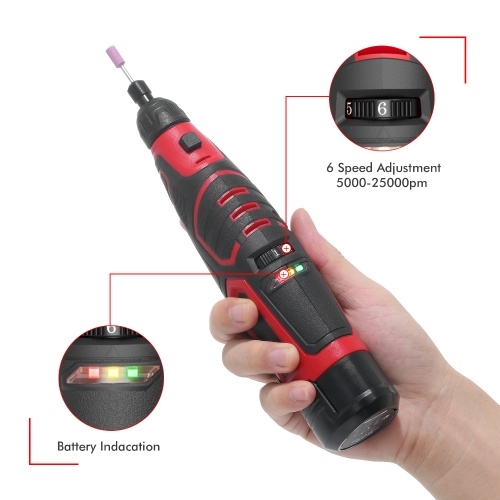Rotary Tool 12V Cordless Multi Tool with 6 Variable Speed 5000-25000RPM 2.0Ah Battery Electric Grinder 74 Accessories for Cutting Sanding Carving Drilling Engraving Cleaning Sharpening DIY Projects
Rotary Tool 12V Cordless Multi Tool with 6 Variable Speed 5000-25000RPM 2.0Ah Battery Electric Grinder 74 Accessories for Cutting Sanding Carving Drilling Engraving Cleaning Sharpening DIY Projects