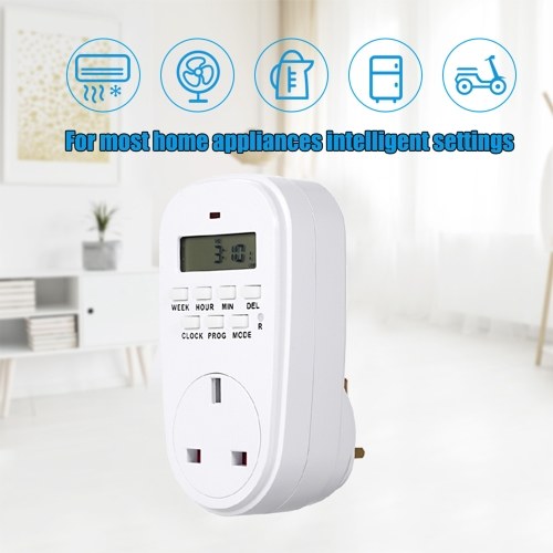 Digital Timer Switch Socket with LCD Display Plug-in Programmable Time Controller Intelligent Electronic Timing Socket 220~240V
Digital Timer Switch Socket with LCD Display Plug-in Programmable Time Controller Intelligent Electronic Timing Socket 220~240V