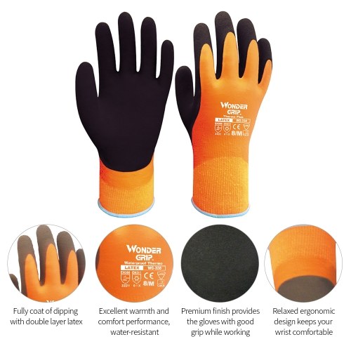 Wonder Grip WG-338 Thermo Plus Coldproof Work Gloves Double Layer Latex Coated Wonder Grip WG-338 Thermo Plus Coldproof Work Gloves Double Layer Latex Coated