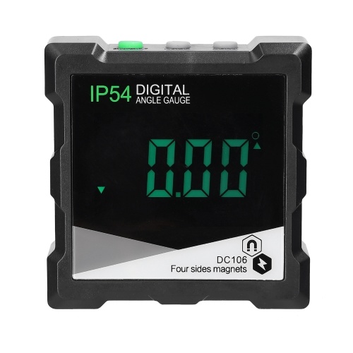 

4*90° IP54 Portable Digital Inclinometer LCD Display 360° Digital Slope Level Four Side Magnetics Multifunction Protractor Data Hold Function