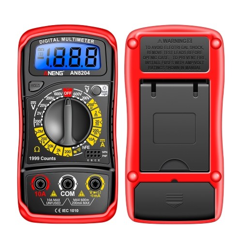 Multifunctional Multimeter 1999 Counts High-precision AC/DC Voltage DC Current Tester Diode Triode Resistance Measurement On/off Buzzer Detection with LCD Display Blue Backlight, Black
Multifunctional Multimeter 1999 Counts High-precision AC/DC Voltage DC Current Tester Diode Triode Resistance Measurement On/off Buzzer Detection with LCD Display Blue Backlight, Black
