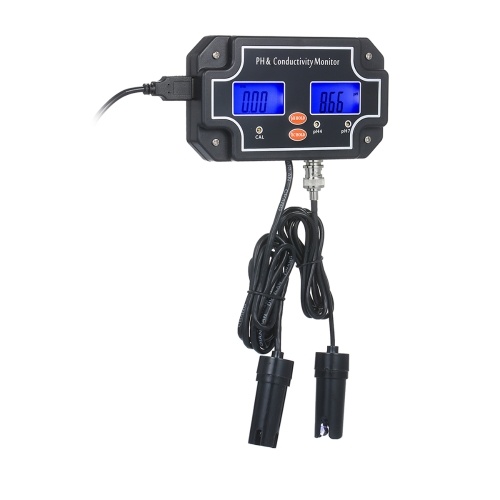 2 in 1 Water Quality Tester pH/EC Meter Waterproof Double Display Tester Black US Plug PH/EC-2681
2 in 1 Water Quality Tester pH/EC Meter Waterproof Double Display Tester Black US Plug PH/EC-2681