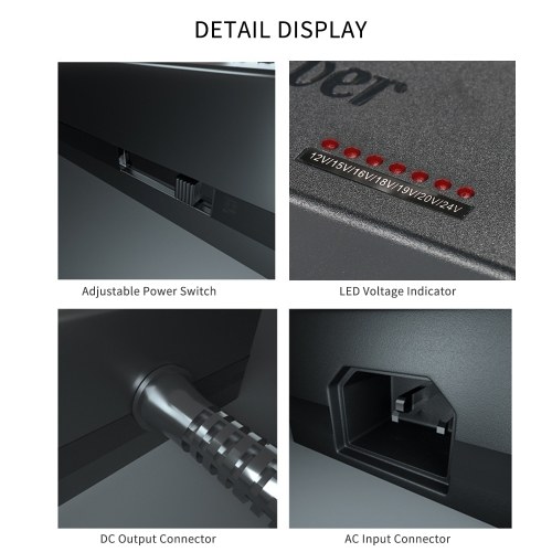 96W Universal Laptop Power Charger Adapter 8Pcs 12V to 24V Adjustable Portable Charger US Plug
96W Universal Laptop Power Charger Adapter 8Pcs 12V to 24V Adjustable Portable Charger US Plug