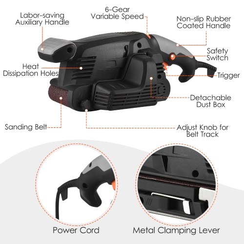 600W Electric Belt Sander for Wood Variable Speed Power Sander Woodworking Polishing Machine with Dust Collection Box, 2 Vacuum Cleaner Adapters, Adjustable Screw Clamp
600W Electric Belt Sander for Wood Variable Speed Power Sander Woodworking Polishing Machine with Dust Collection Box, 2 Vacuum Cleaner Adapters, Adjustable Screw Clamp