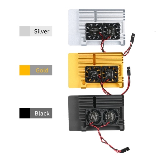 

Raspberry Pi 4 Armor Case Dual Cooling Fan Enclosure Aluminum Alloy Case with Heatsink Pillar Compatible with Raspberry Pi 4 Model B