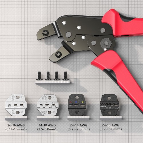 Meterk Professional 4 In 1 Wire Crimpers Engineering Ratcheting Terminal Crimping Pliers Red and Black
Meterk Professional 4 In 1 Wire Crimpers Engineering Ratcheting Terminal Crimping Pliers Red and Black