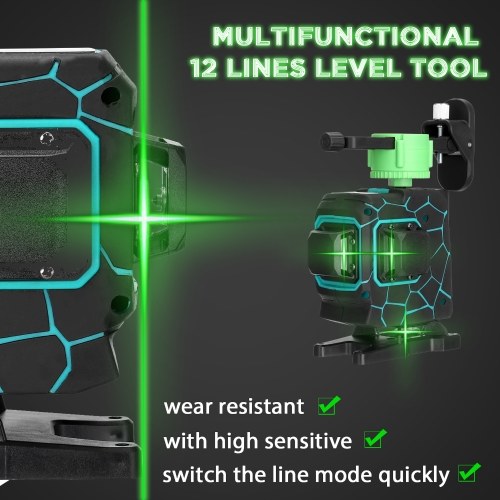Multifunctional 3D 12 Lines Laser Level Tool Vertical Horizontal Lines with 3° Self-leveling Function
Multifunctional 3D 12 Lines Laser Level Tool Vertical Horizontal Lines with 3° Self-leveling Function