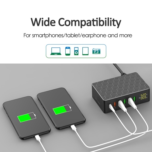 USB Charging Station 6-Port 65W QC3.0 USB Charger Station Multi Ports USB-A Charging Hub with LED Display Compact Desktop Charger for Multiple Devices
USB Charging Station 6-Port 65W QC3.0 USB Charger Station Multi Ports USB-A Charging Hub with LED Display Compact Desktop Charger for Multiple Devices