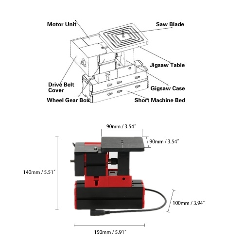 

Mini DIY 6 in 1 Multi-functional Motorized Transformer Multipurpose Machine Jigsaw Grinder Driller Plastic Metal Lathe Wood Lathe Drilling Sanding Turning Milling Sawing Machine Tool Kit