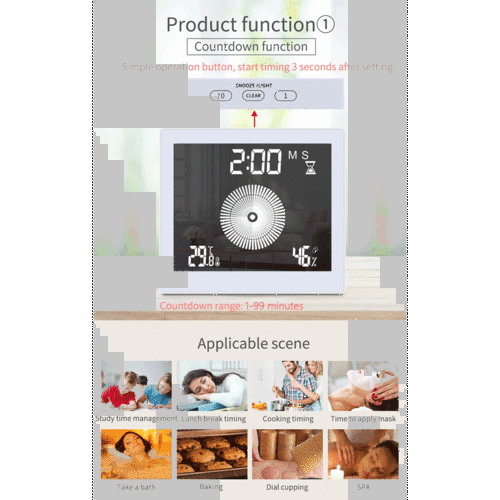 Digital Clock Temperature and Humidity Display Waterproof Wall Clock Indoor Thermometer with LCD Screen Upper / Lower Limit Alarm Countdown Alarm Clock Function for Home Bathroom
Digital Clock Temperature and Humidity Display Waterproof Wall Clock Indoor Thermometer with LCD Screen Upper / Lower Limit Alarm Countdown Alarm Clock Function for Home Bathroom