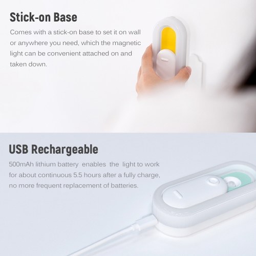 Smart Night Light USB Rechargeable Motion Sensor Light Magnetic Nightlight with Stick-on Base Warm White for Bedroom Bathroom Wardrobe Stairway
Smart Night Light USB Rechargeable Motion Sensor Light Magnetic Nightlight with Stick-on Base Warm White for Bedroom Bathroom Wardrobe Stairway