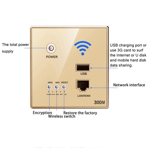 300Mbps Power AP Relay Intelligent Wireless WIFI Repeater Extender Wall Embedded 2.4GHz Router Panel with USB Socket
300Mbps Power AP Relay Intelligent Wireless WIFI Repeater Extender Wall Embedded 2.4GHz Router Panel with USB Socket