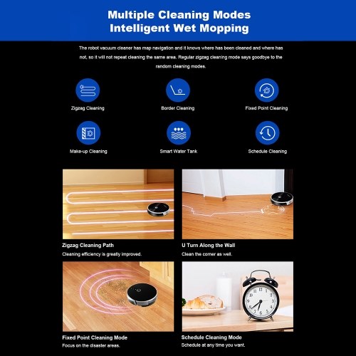 

LIECTROUX C30B Automatic Robot Vacuum Cleaner 5000Pa Strong Suction Smart Dynamic Navigation APP Remote Control Smart Wet Mopping Voice Control Compatible with Alexa Google Assistant