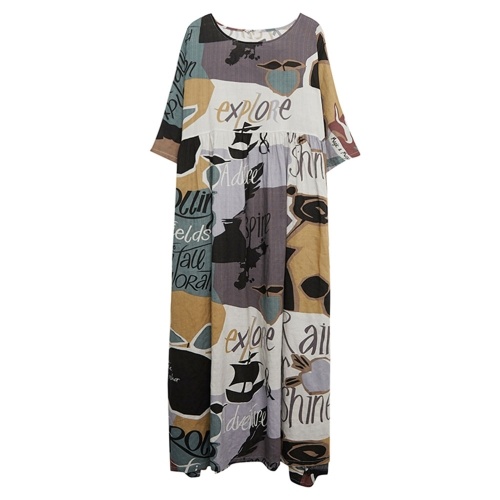 Summer Vintage Women Cotton Linen Dress Print Spliced Striped O Neck Short Sleeve with Pocket Loose Dress
Summer Vintage Women Cotton Linen Dress Print Spliced Striped O Neck Short Sleeve with Pocket Loose Dress