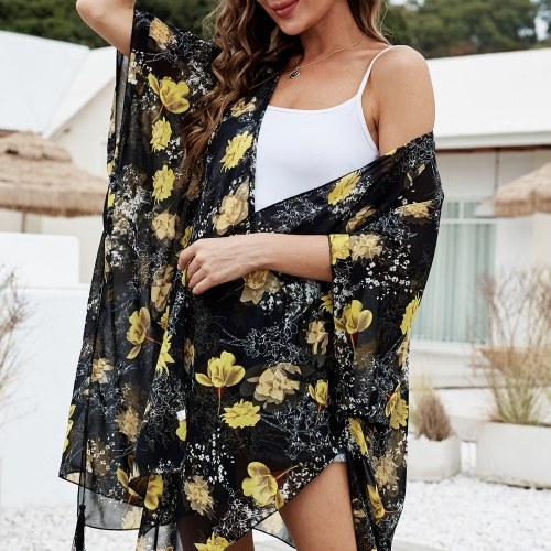 Women Loose Chiffon Kimono Floral Print Half Sleeve Open Front Tassels Cardigan Summer Beach Boho Bikini Cover Up
Women Loose Chiffon Kimono Floral Print Half Sleeve Open Front Tassels Cardigan Summer Beach Boho Bikini Cover Up