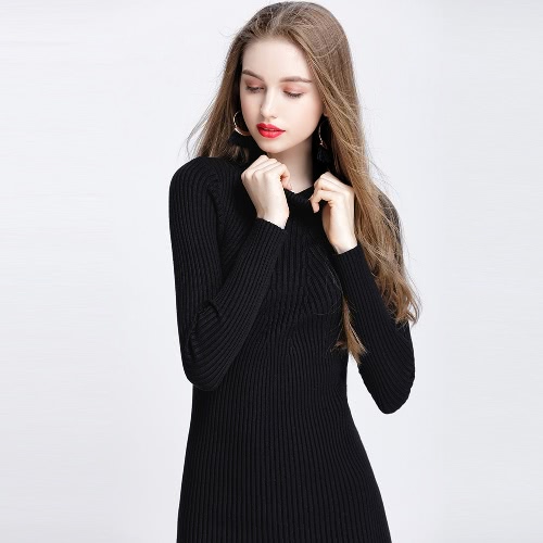 Women Autumn Winter Sweater Dress Slim Turtleneck Sexy Bodycon Solid Color Casual Knitted Dress
Women Autumn Winter Sweater Dress Slim Turtleneck Sexy Bodycon Solid Color Casual Knitted Dress