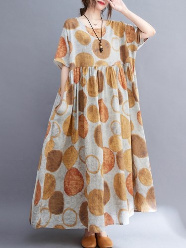 Women Loose Dress with Pockets Vintage Printed Short Sleeved Casual Holiday Beach Dress
Women Loose Dress with Pockets Vintage Printed Short Sleeved Casual Holiday Beach Dress