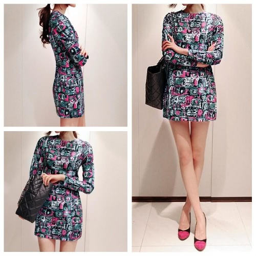 Fashion Women Mini Dress Colorful Print Painting Geometric Pattern Zipper Back Long Sleeve Slim Dress
Fashion Women Mini Dress Colorful Print Painting Geometric Pattern Zipper Back Long Sleeve Slim Dress