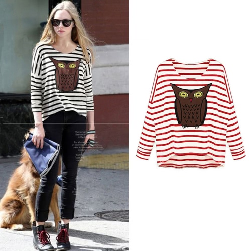 New Fashion Women T-Shirt Owl Pattern Stripe Crew Neck Batwing Long Sleeve Casual Top Blouse
New Fashion Women T-Shirt Owl Pattern Stripe Crew Neck Batwing Long Sleeve Casual Top Blouse