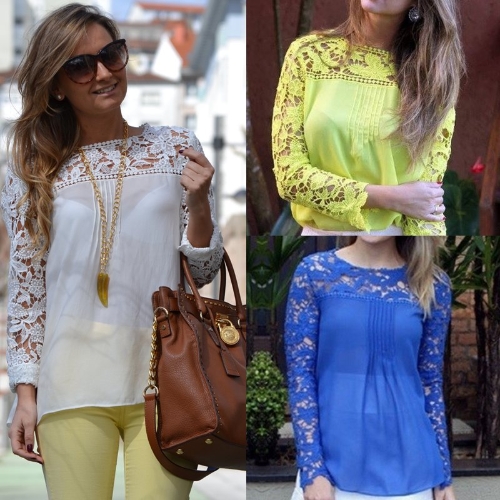 New Fashion Women Chiffon Blouse Lace Crochet Embroidery Sheer Sleeve Oversized Tee Tops Shirt
New Fashion Women Chiffon Blouse Lace Crochet Embroidery Sheer Sleeve Oversized Tee Tops Shirt